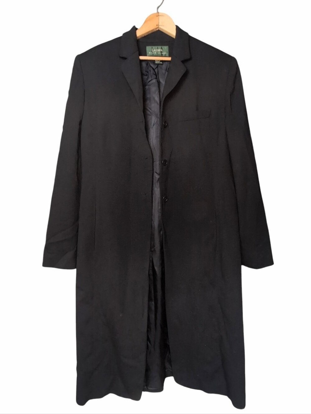 Lauren Ralph Lauren Wool Dress Coat Women's Size 10 Black Single Breasted